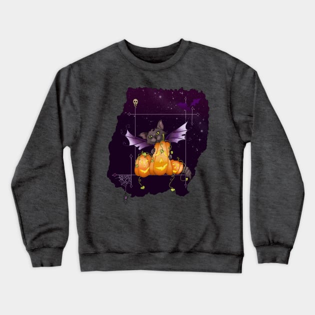 Halloween Cat Fairy Cat All My Pumpkins with Jack o lanterns Crewneck Sweatshirt by serenstar75